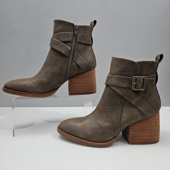 NEW Korks Kork Ease Shyla Ankle Boot Womens Size 9 Taupe Block Heel Buckle Strap - Picture 2 of 14